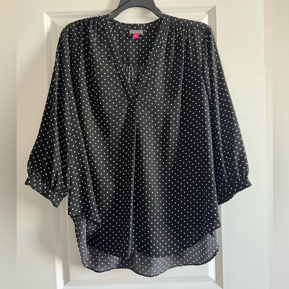 Vince Camuto Black and White Polka Dot Blouse